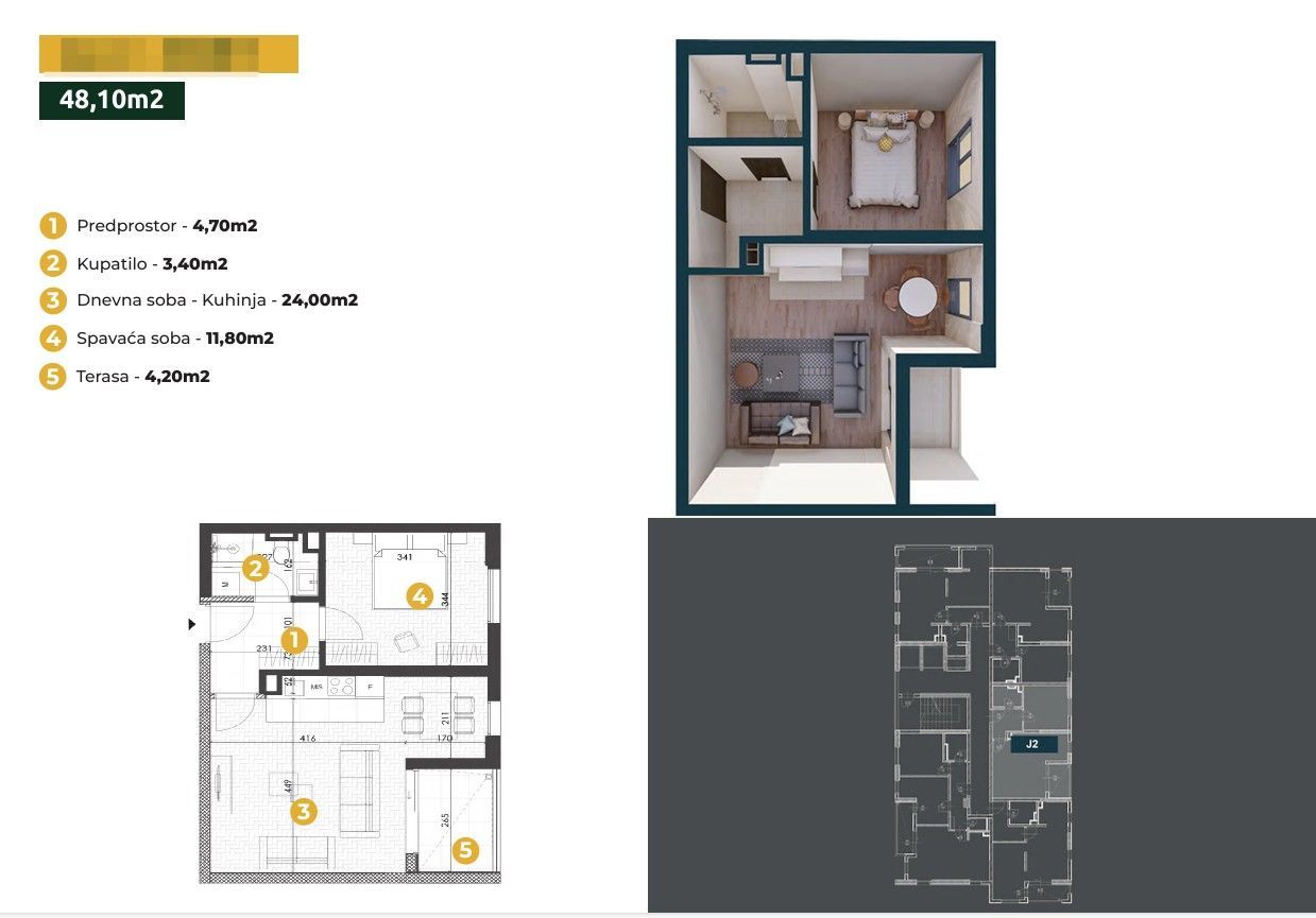 One-Bedroom Apartment 51m², Bar Center 10